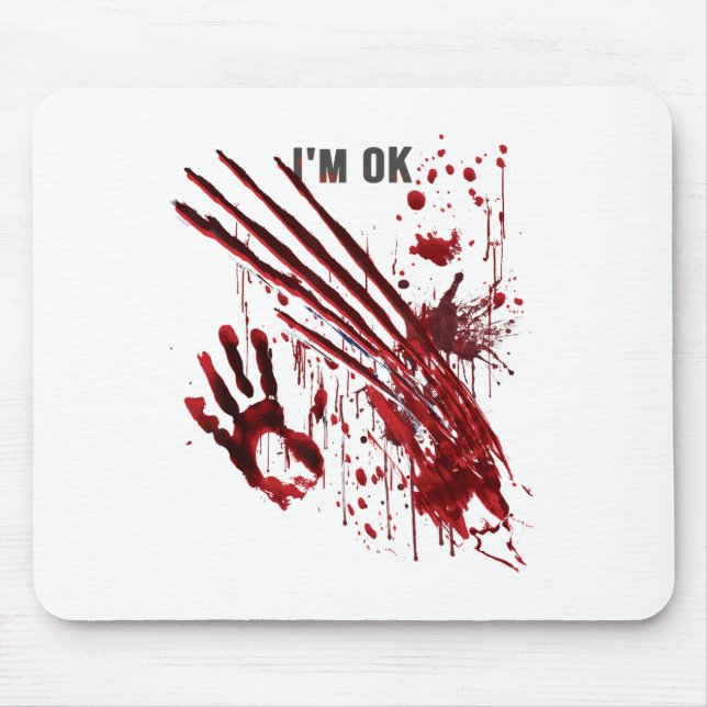 Mousepad Eu estou bem, mano, sangue, esfregando as mãos. (Frente)