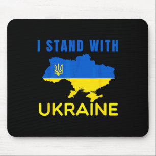 Mousepad Eu Fico' Com a Bandeira da Ucrânia Emblema Mapa Pa