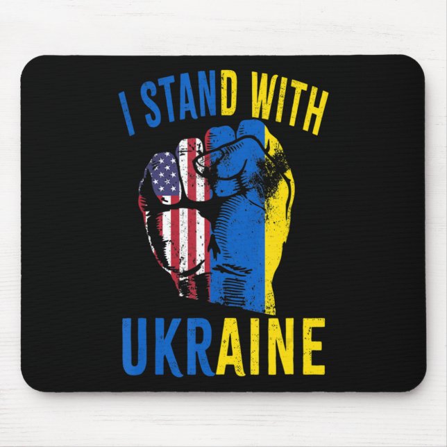 Mousepad Eu Fico Com A Ucrânia Bandeira Americana Apoiando  (Frente)