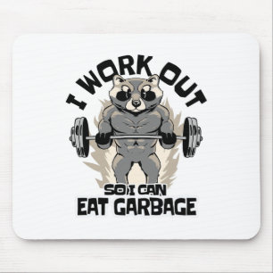 Mousepad Eu Me Exercito Para Poder Comer Lixo Guaxinim Fitn