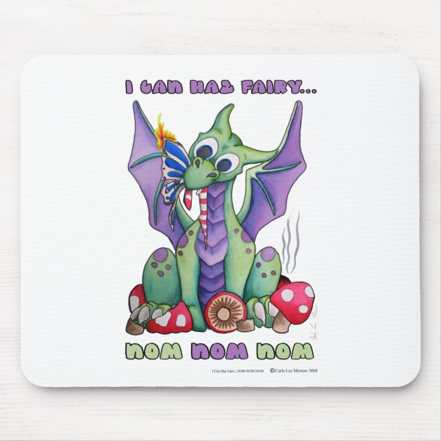 Mousepad Eu posso dragão bonito do bebê da fada NOM NOM NOM (Frente)