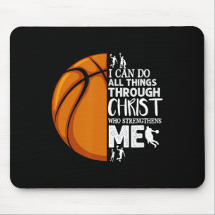 Mousepad Eu Posso Fazer Tudo Através Do Cristo De Basquete 