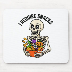 Mousepad Eu Preciso De Snacks Engraçados Esqueleto Do Dia D