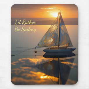Mousepad Eu Preferencialmente a velejar, Sailboat AI ART