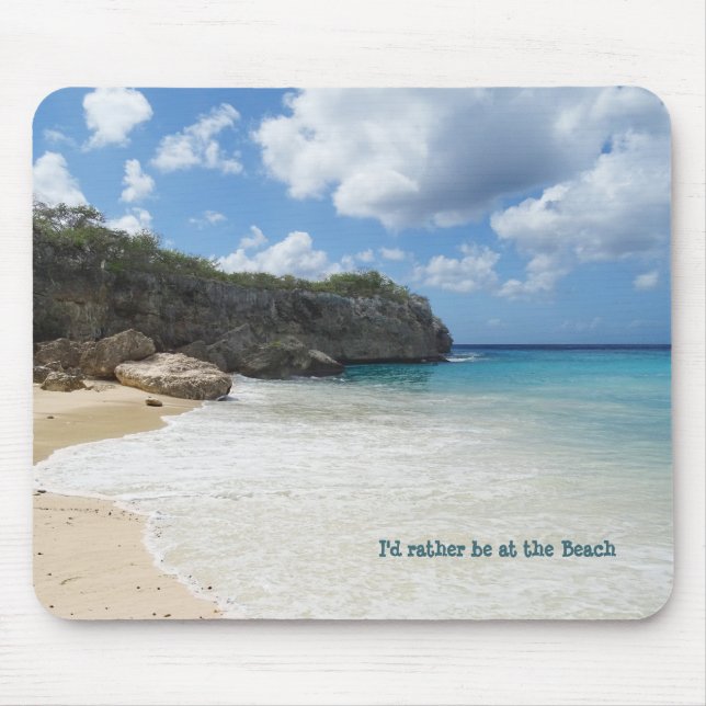 Mousepad Eu preferencialmente na praia (personalizável) (Frente)