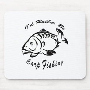 Mousepad Eu Preferiria Estar Pescando Carpa Camiseta de Pes