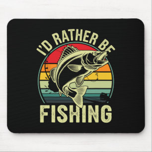 Mousepad Eu Preferiria Estar Pescando Retro Vintage Pescado