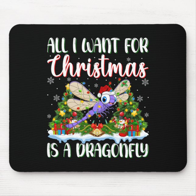 Mousepad Eu Quero O Natal É Um Dragonfly Xmas Tree Ligh (Frente)