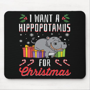Mousepad Eu Quero Um Hippopotamus Para O Natal Engraçado Gi