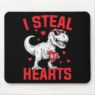 Mousepad Eu Roubo 67 Corações Engraçado Seis Sete Dinossaur