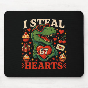 Mousepad Eu Roubo Corações 67 T-rex Dinossauro Divertido do