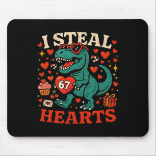 Mousepad Eu Roubo Corações 67 T-rex Dinossauro Divertido do