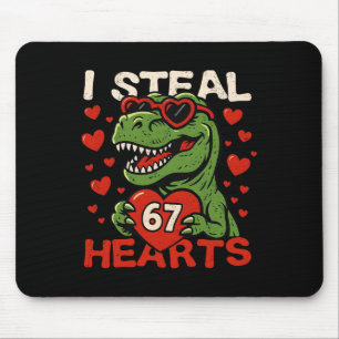 Mousepad Eu Roubo Corações 67 T-rex Dinossauro Divertido do