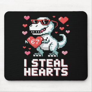 Mousepad Eu Roubo Corações T Rex Dinossauro Engraçado do Di