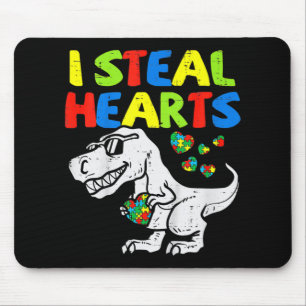 Mousepad Eu Roubo Corações Trex Dinossauros Garotos Autismo
