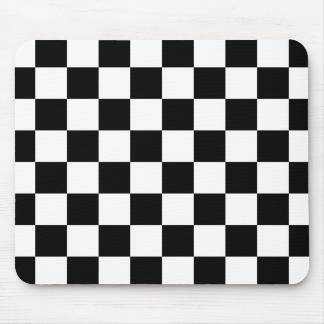 Mousepad Eu sangro competindo o costume Checkered branco (Frente)