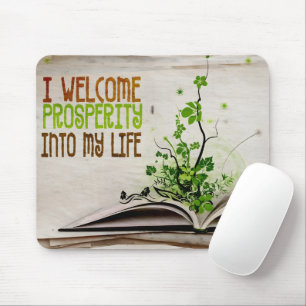 Mousepad "Eu saúdo a prosperidade" Afirmação motivadora