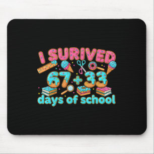 Mousepad Eu Sobrevivi 67 + 33 Dias De Escola Engraçado 67 S