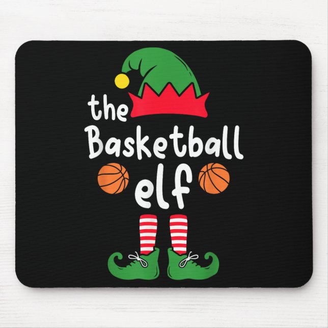 Mousepad Eu sou a família de Natal Elf de basquete batendo  (Frente)