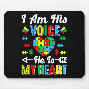 Mousepad Eu Sou A Voz Dele Ele É Meu Coração Autismo Mãe Au