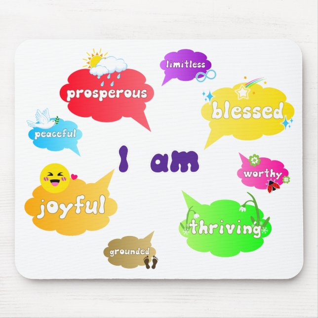 Mousepad Eu Sou Afirmações Positivas Palavras Autoamor (Frente)