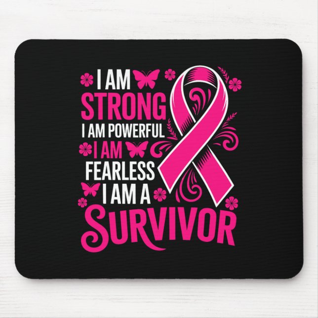 Mousepad Eu Sou Forte E Poderoso Cancer De Mama Rosa Sem Co (Frente)