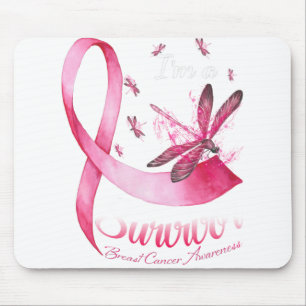 Mousepad Eu sou um Cancer de frita rosa-de-vidro sobrevivo
