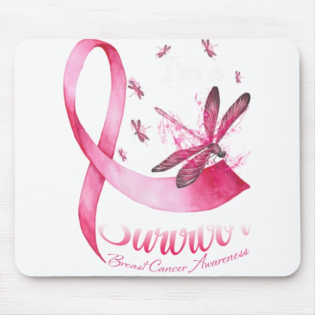 Mousepad Eu sou um Cancer de frita rosa-de-vidro sobrevivo (Frente)