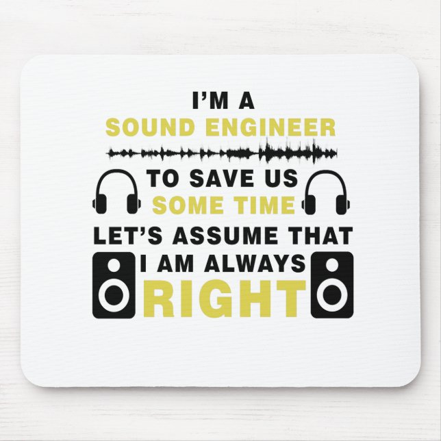 Mousepad Eu sou um Engenheiro de som (Frente)