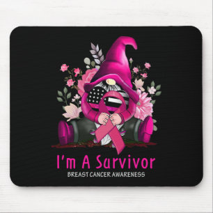Mousepad Eu Sou Um Gnome Sobrevivente Fita Rosa Câncer de M