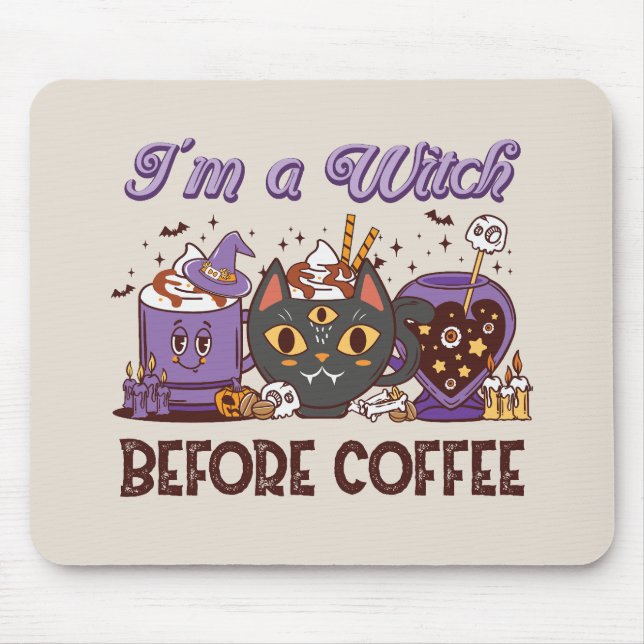 Mousepad Eu sou uma bruxa antes do café (Frente)