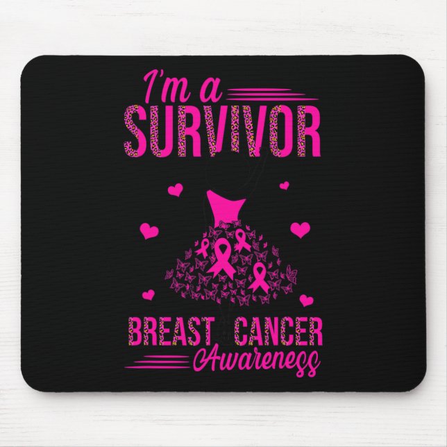 Mousepad Eu sou uma sobrevivente de fita rosa mulheres amam (Frente)