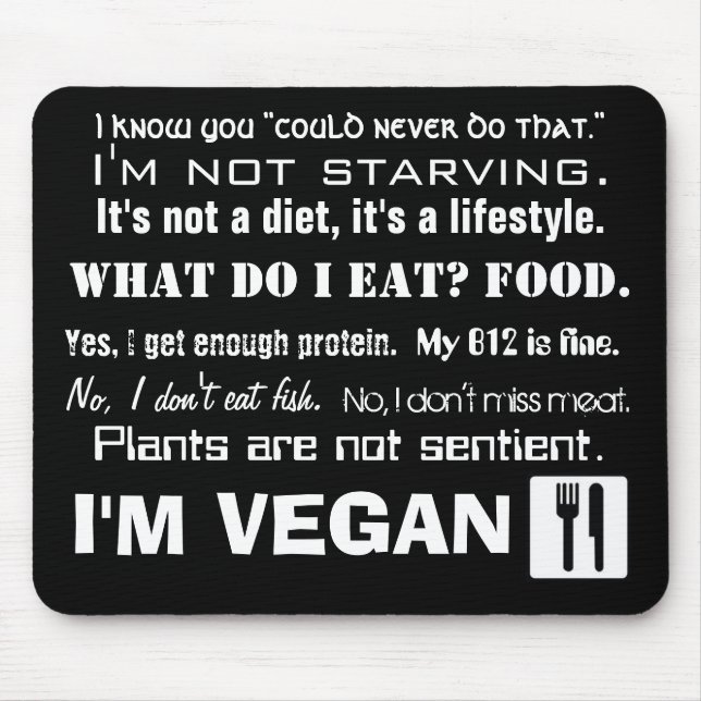 Mousepad Eu sou Vegan: Respostas (Frente)