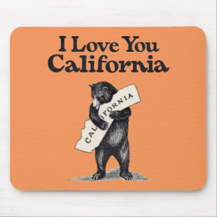 Mousepad Eu te amo abraço de urso de Califórnia