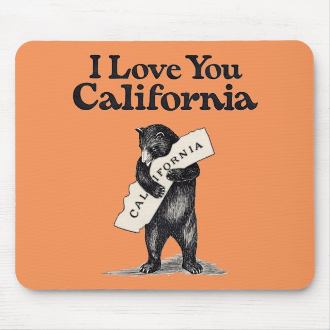 Mousepad Eu te amo abraço de urso de Califórnia (Frente)