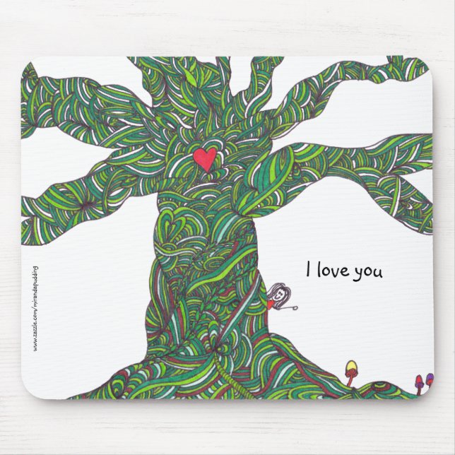 Mousepad - eu te amo - árvore com caráter (Frente)