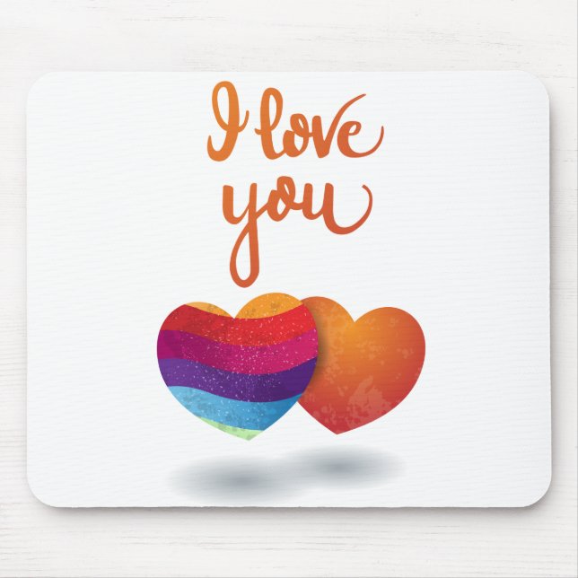 Mousepad Eu te amo com Casal de coração (Frente)