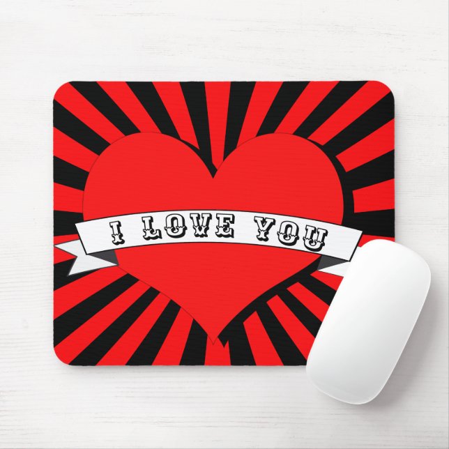 Mousepad Eu te amo, Herz e Banda strahlen. (Com mouse)
