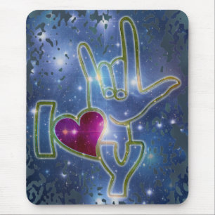 Mousepad EU TE AMO/linguagem gestual