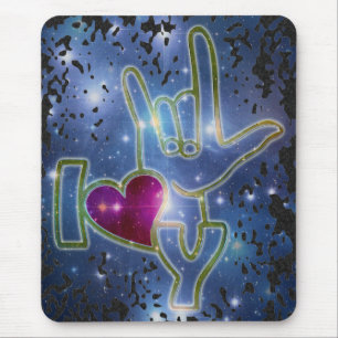 Mousepad EU TE AMO / linguagem gestual