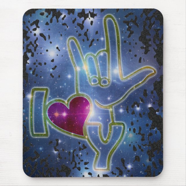 Mousepad EU TE AMO / linguagem gestual (Frente)