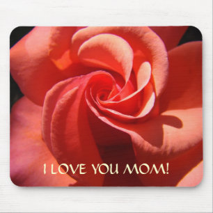 Mousepad EU TE AMO MAMÃ! Flor cor-de-rosa das mães de