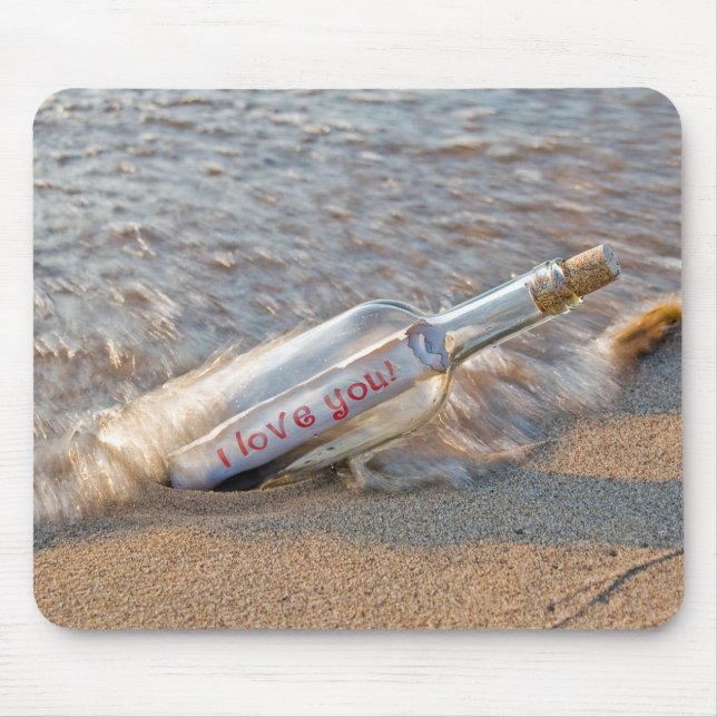 Mousepad Eu te amo mensagem em uma garrafa (Frente)