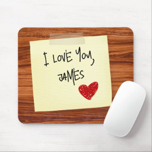 Mousepad Eu Te Amo Notar Sobre Madeira