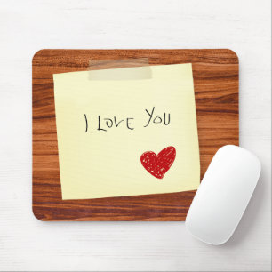 Mousepad Eu Te Amo Notar Sobre Madeira