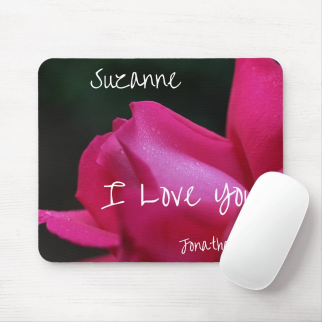 Mousepad Eu Te Amo Red Rosebud Personalizado (Com mouse)
