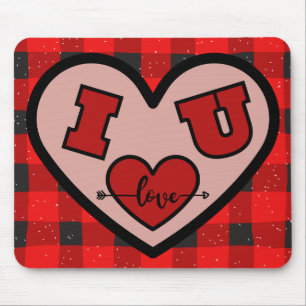 Mousepad Eu ♥ U Eu Te Amo Tapete de Rato Xadrez de Búfalo