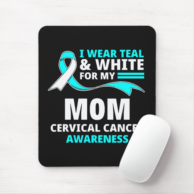 Mousepad Eu Uso Verde Azul e Branco Minha Mãe Câncer Cervic (Com mouse)