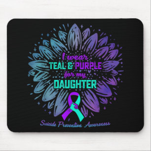 Mousepad Eu Uso Verde Turquesa & Roxo Pela Prevenção do