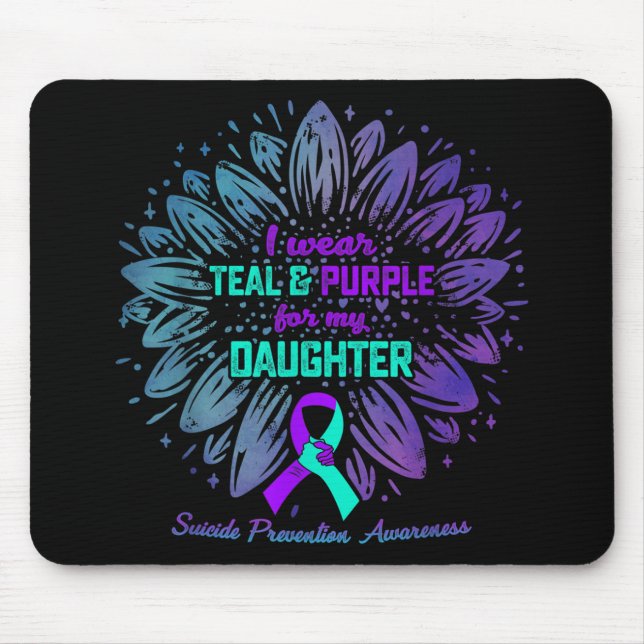 Mousepad Eu Uso Verde Turquesa &amp; Roxo Pela Prevenção do (Frente)